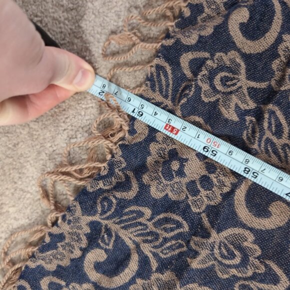 Pashmina Silk Boho French Rococo Inspired Floral Toile Tapestry Fringe Scarf - Picture 5 of 6